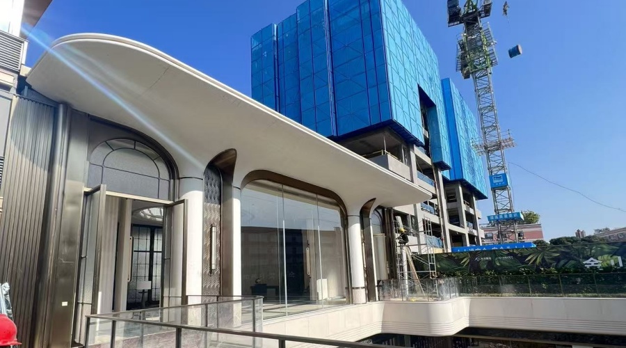 UHPC廠家：福建江灣道售樓部水磨石UHPC柱子造型工程案例